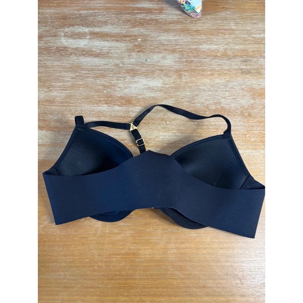 ThirdLove 24/7 Classic Racerback Bra Black Front Closure‎ Gold Hardware 34B